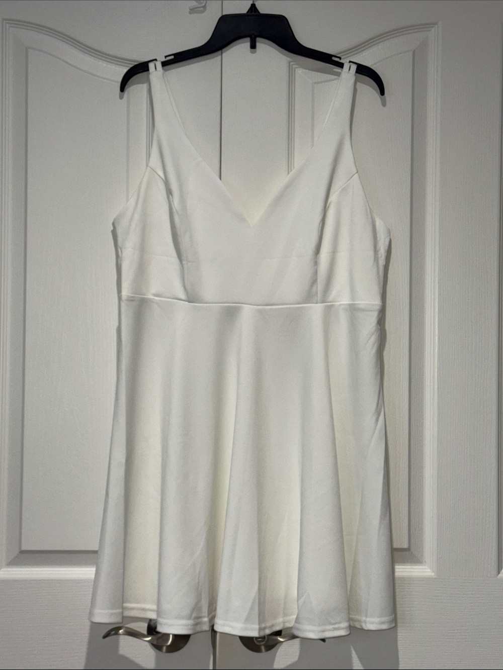 Fancyinn Double Strap White Backless Mini Skater like Dress XL super versatile